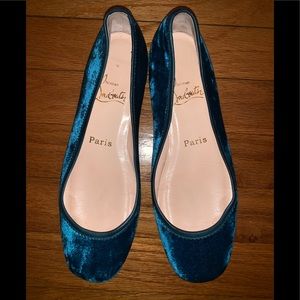Christian Louboutin Velvet blue flats 37.5 7.5 US